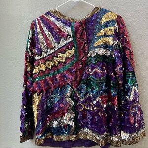 Joseph le bon deadstock vintage multicolor sequin 3/4 sleeve top M